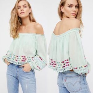 NWT Free People Wander the Unknown Mint Crop Top